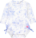 RuffleButts Baby Girls UPF 50+ Floral Long Sleeve One (Style CM1P)