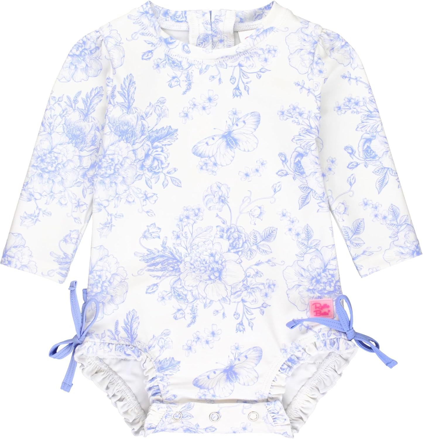 RuffleButts Baby Girls Floral Printed Long Sleeve Rash Guard