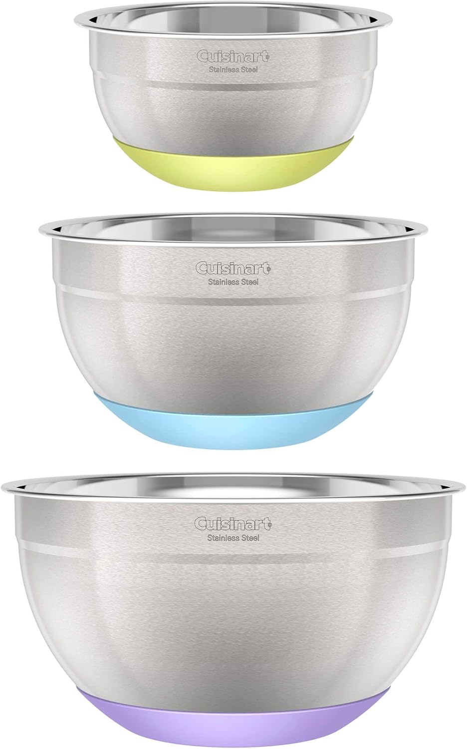 3-Piece Stainless Steel Mixing Bowls Set with Nonslip Base