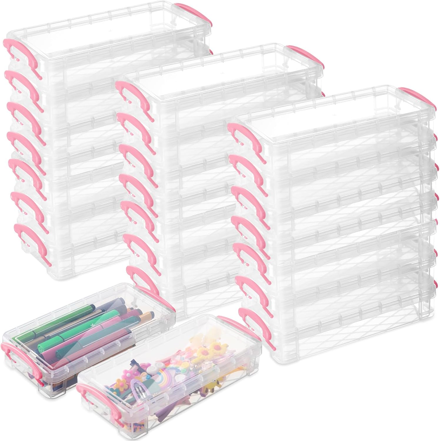 Large Capacity Plastic Pencil Box Set for Organized Storage