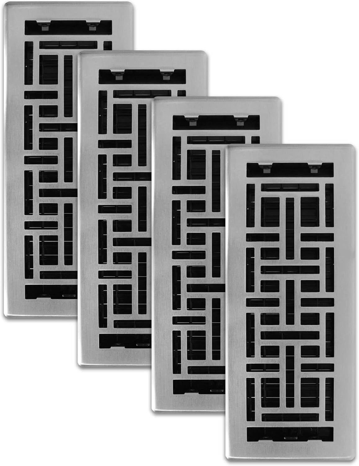 Decor Grates 4-Pack AJH412-NKL Oriental Floor Register 4x12 in