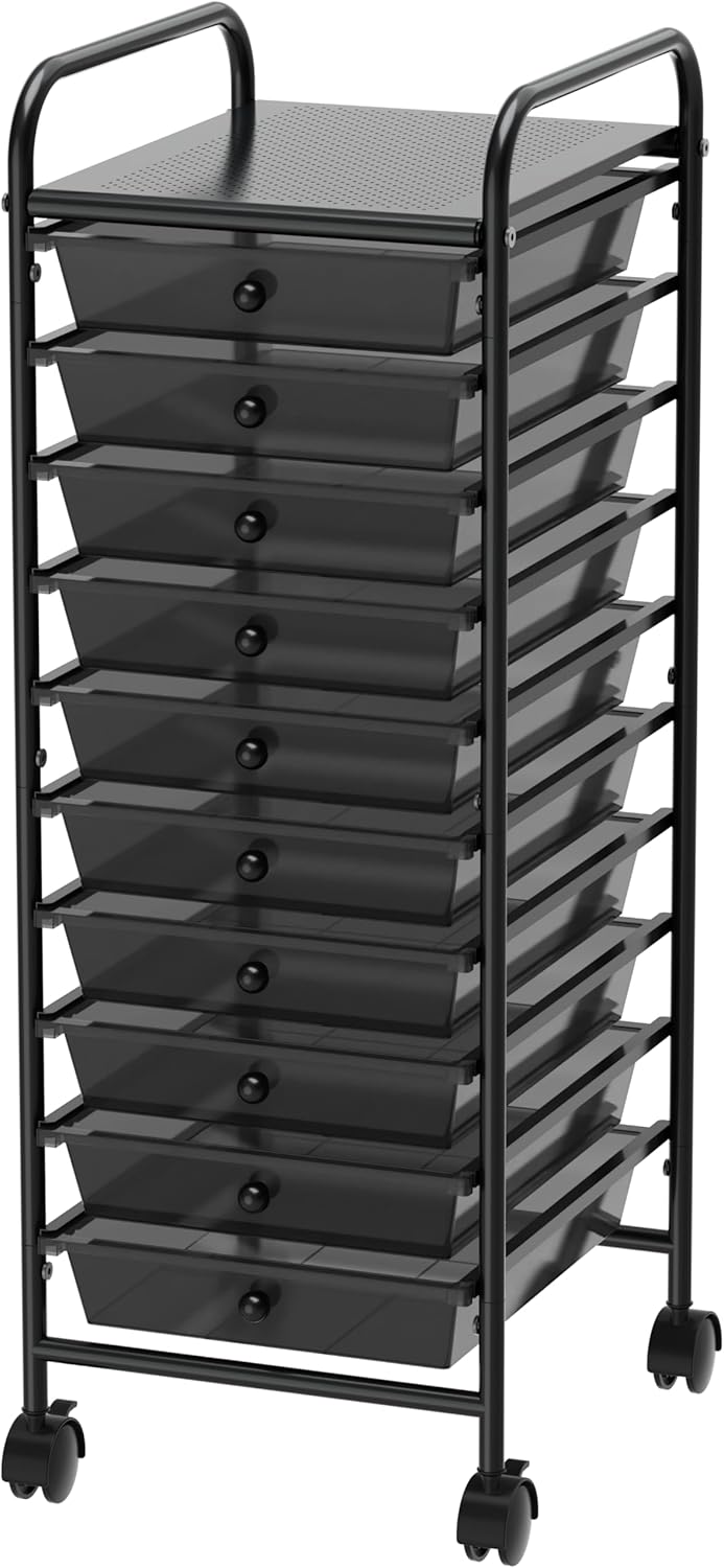 Utility Cart with 10 Drawers for Craft Storage and Organization
