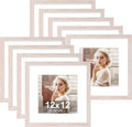 12x12 Picture Frames Set of 9 - Rustic Pink with White Mats