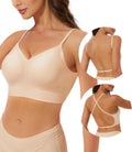 Seamless Low Back Bra for Women - Convertible Wireless Padded Bralette