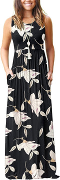 Women's Summer Sleeveless Loose Maxi Dress with Pockets (Style QQH3)