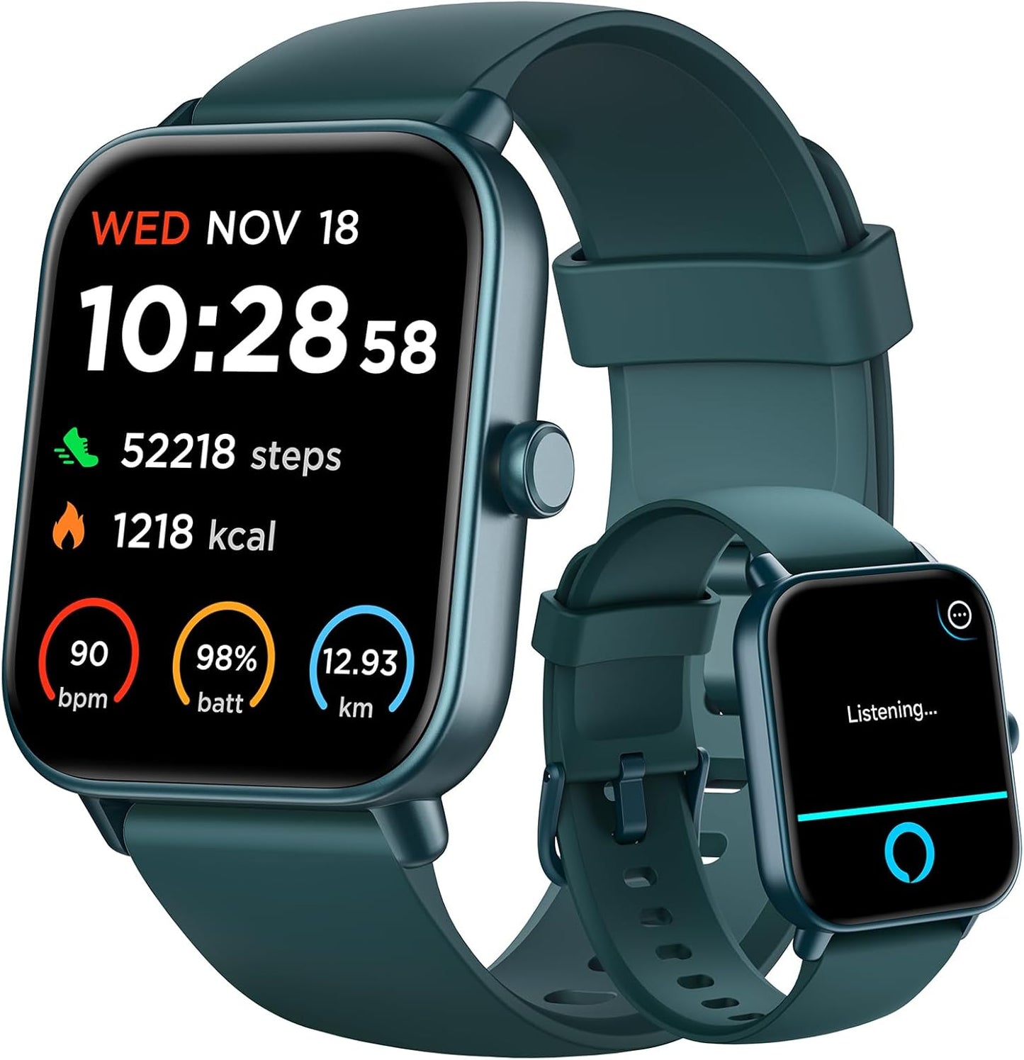 Alexa Smartwatch for Women, Heart Rate Monitor, IP68 Waterproof, DarkGreen
