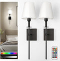 Battery Operated Wall Sconce Set of 2 - Rechargeable Black Wireless