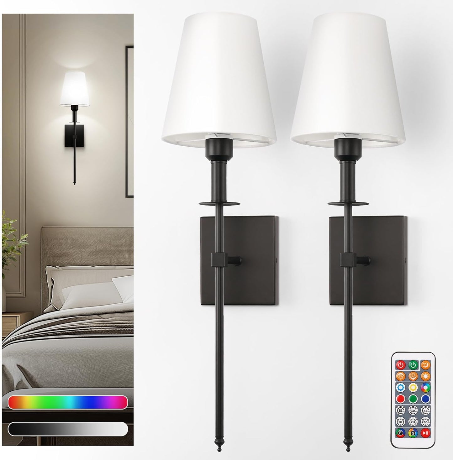 Battery Operated Wall Sconce Set of 2 for Stylish Lighting