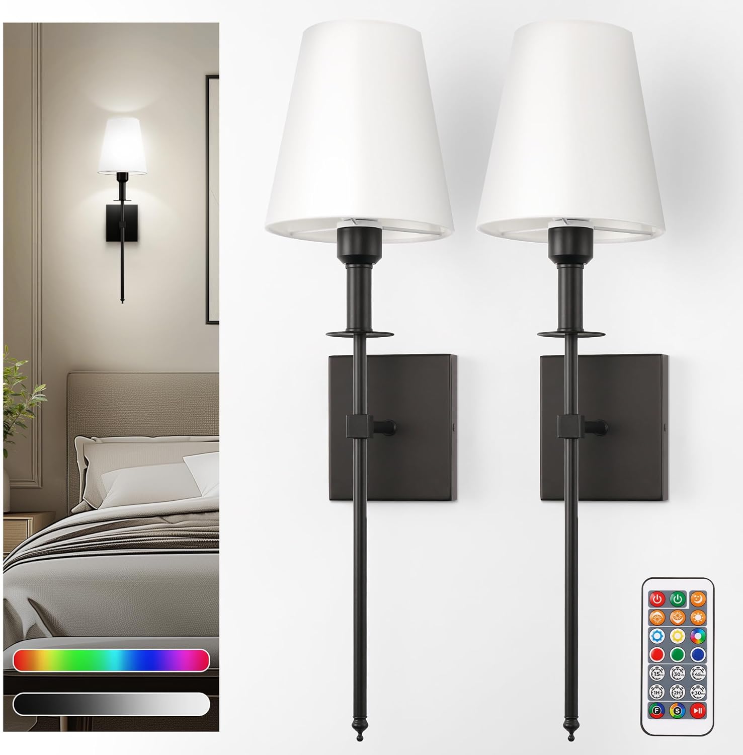 Battery Operated Wall Sconce Set of 2 for Stylish Lighting