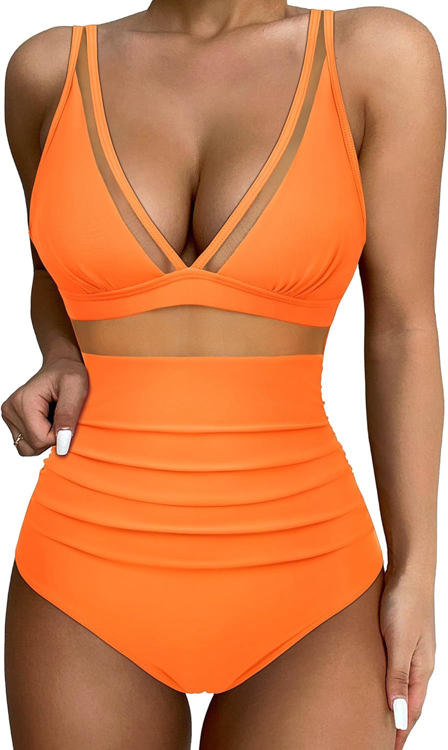 SUUKSESS Women Sexy Mesh Tummy Control Swimsuit for Summer