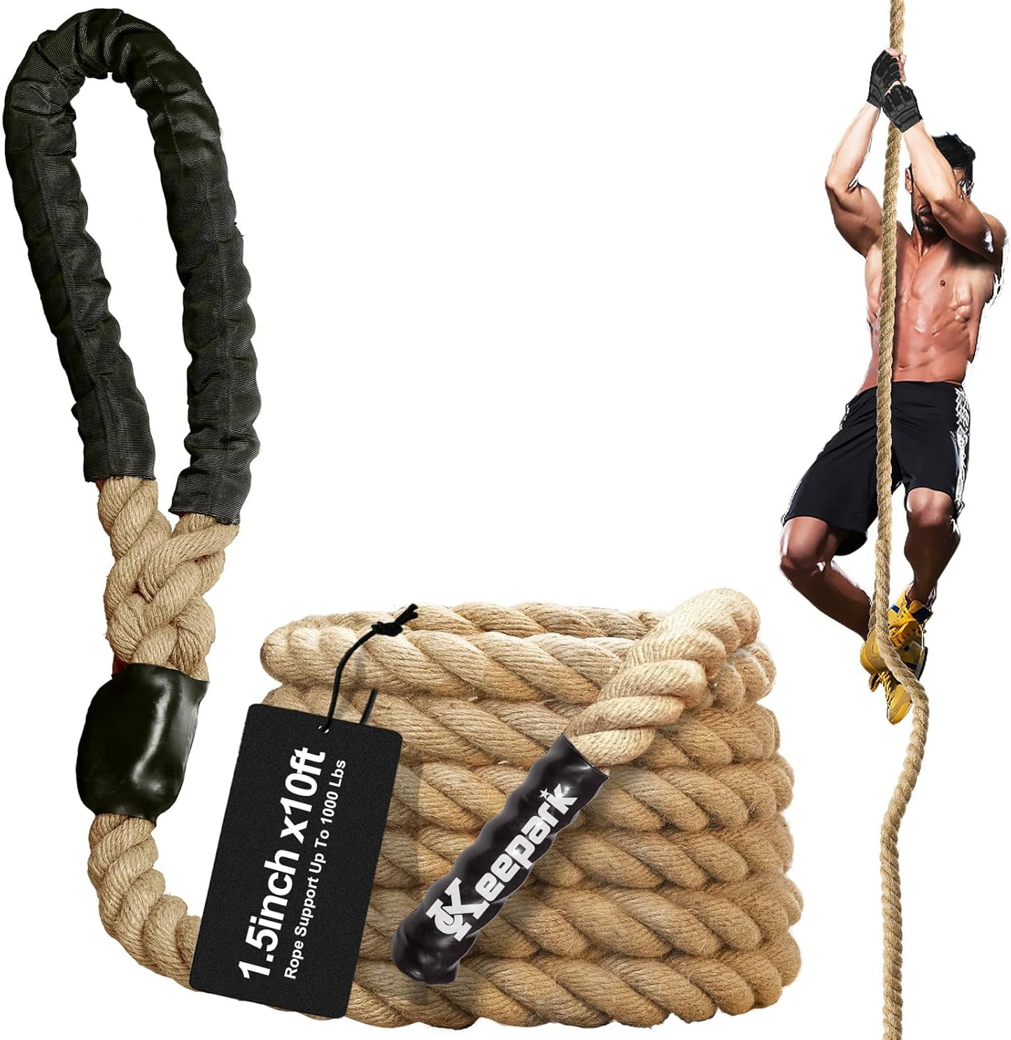 Climbing Rope 1.5 Inch Diameter for Fitness & Strength Training