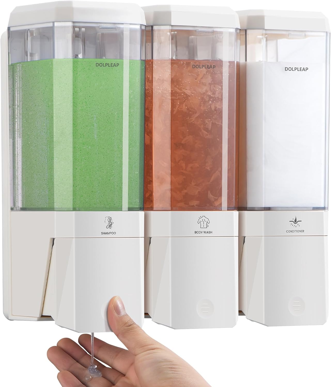 Drill-Free Triple Chamber Shower Dispenser - 500ml x 3 - Easy Install
