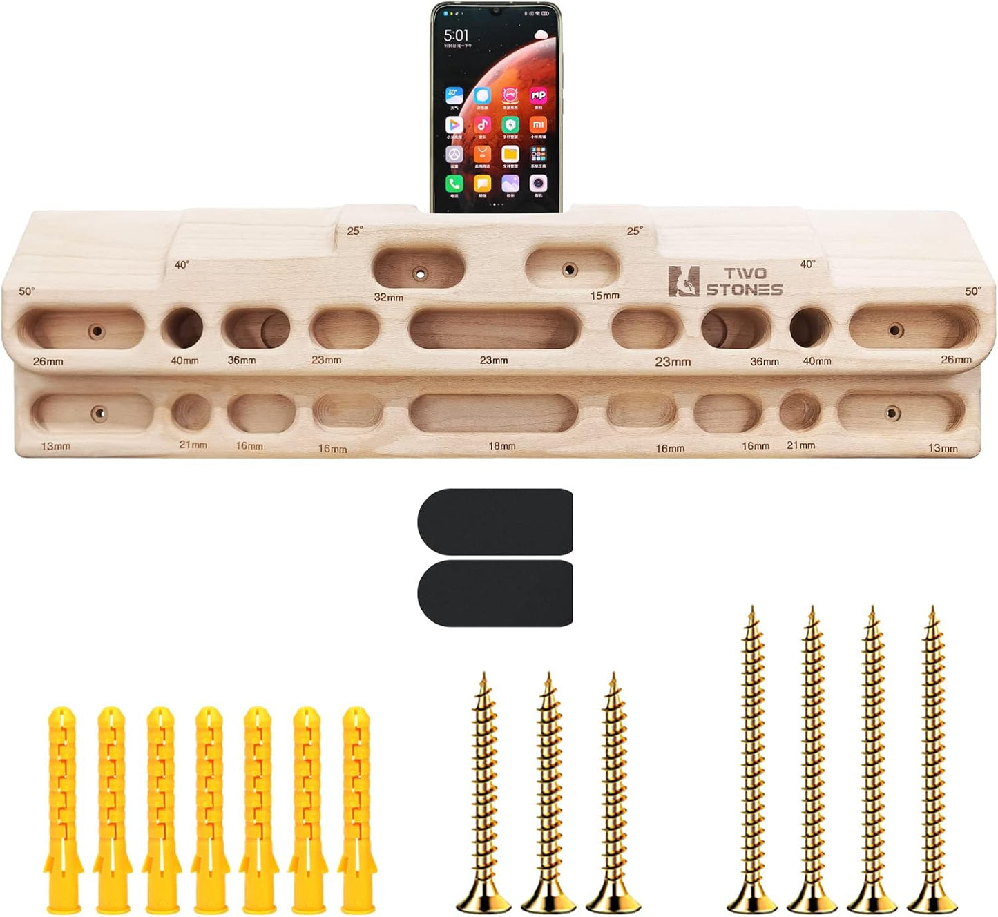 TWO STONES Rock Climbing Fingerboard for Strength Training