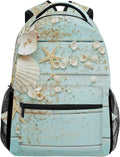 Beach Ocean Theme Starfish Seashell Wooden Style School Backpack