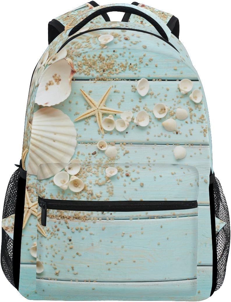 ZZKKO Beach Ocean Theme Starfish Seashell Backpack for Kids