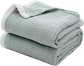SE SOFTEXLY Cotton Muslin Blanket 4-Layer Sage Green - Lightweight