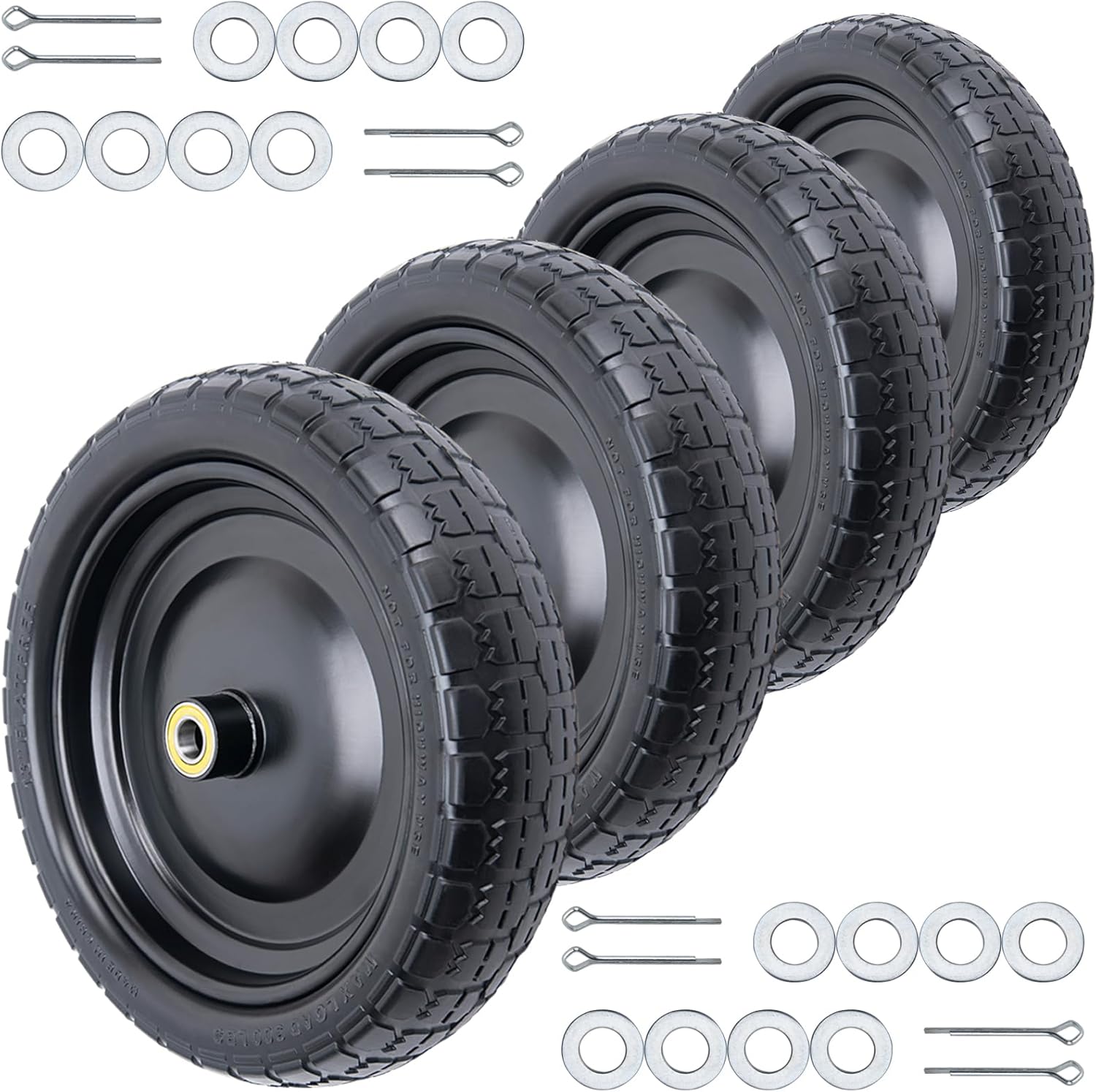 13 Flat Free Wheels 4.00-6 Tire Set for Garden Carts & More