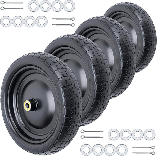 13 Flat Free Wheels 4.00-6 Tire Set for Garden Carts & More