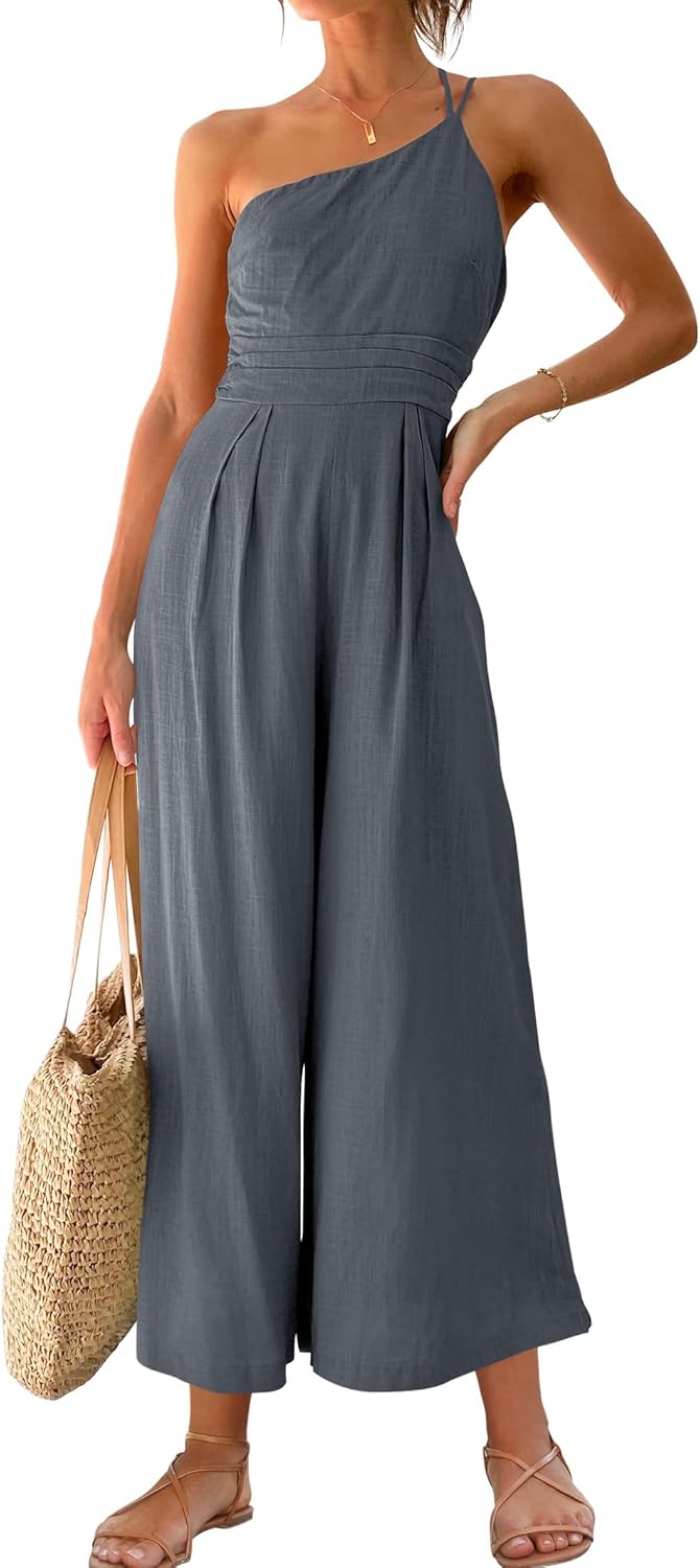 Stylish One Shoulder High Waist Jumpsuit for Summer Outings