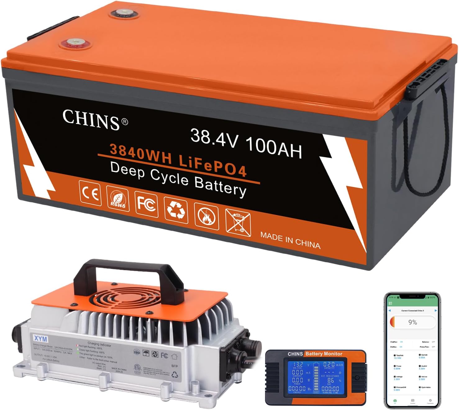 36V 100AH Lithium Battery for Golf Cart with Bluetooth Monitor