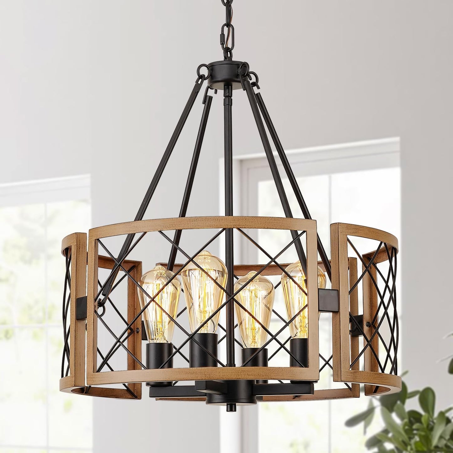 D19 Farmhouse Chandelier for Dining Room - Vintage Pendant Light