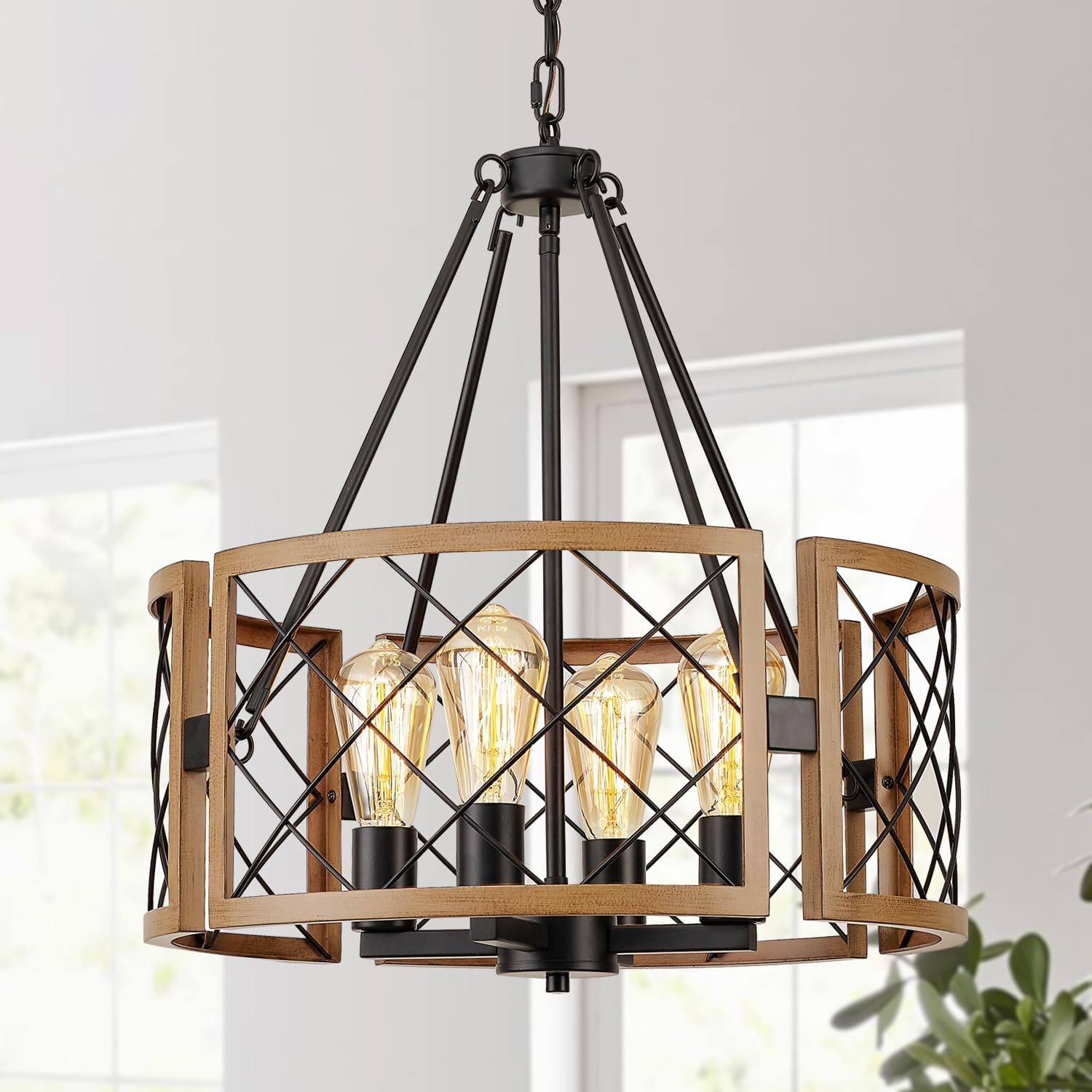 D19 Farmhouse Chandelier for Dining Room - Vintage Pendant Light