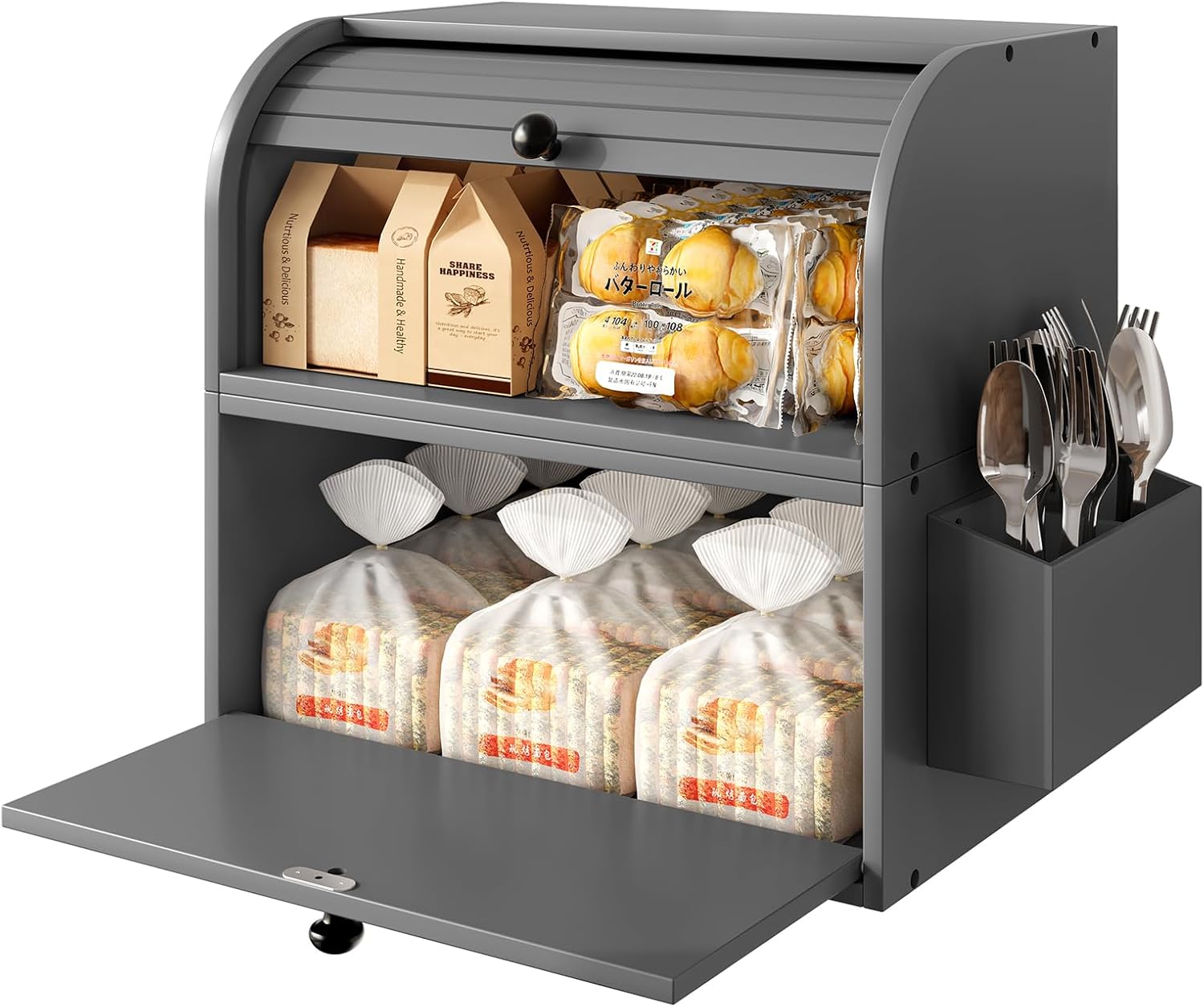 TQVAI Bamboo Bread Box for Kitchen Countertop Storage