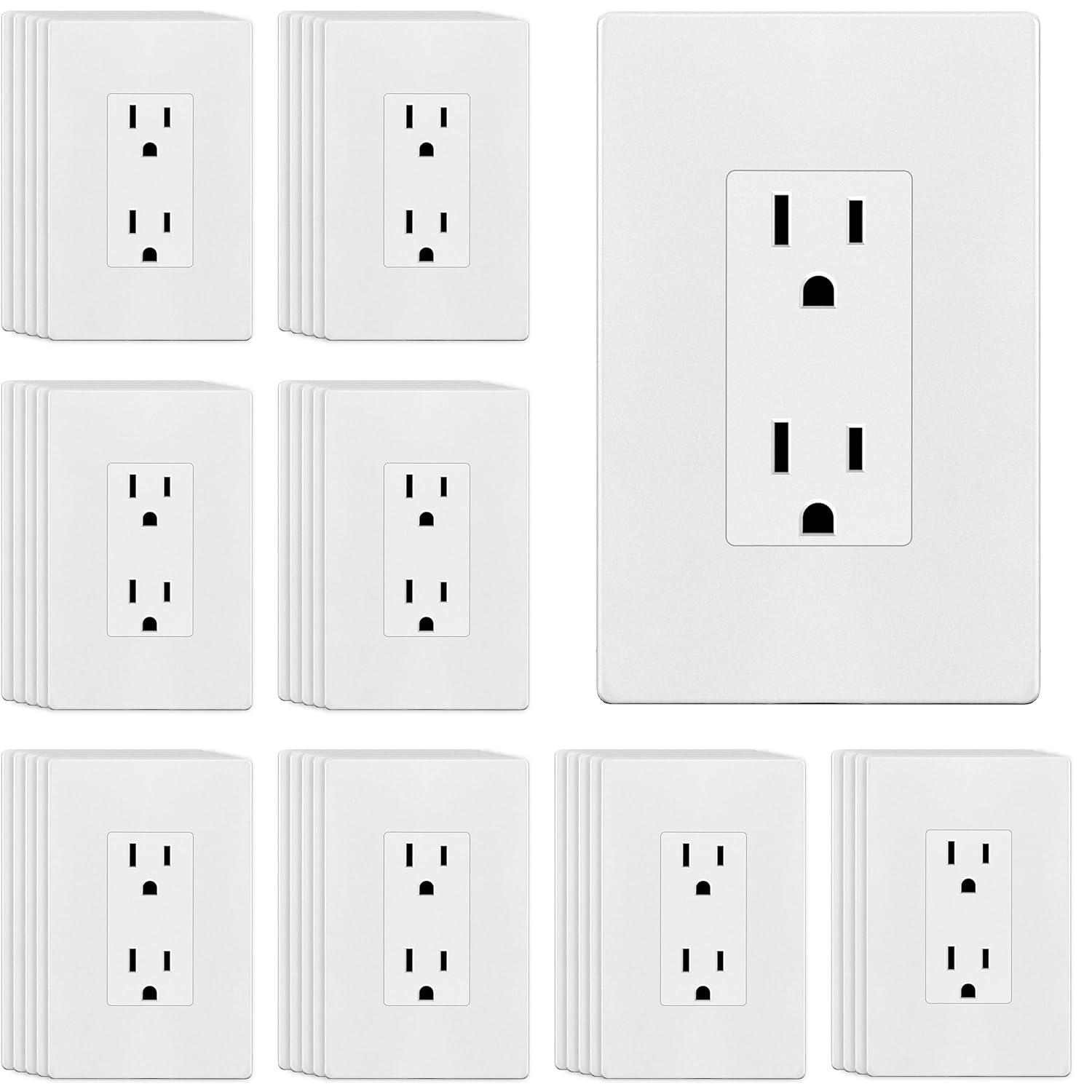ENERLITES Matte White Decorator Receptacle for Modern Homes