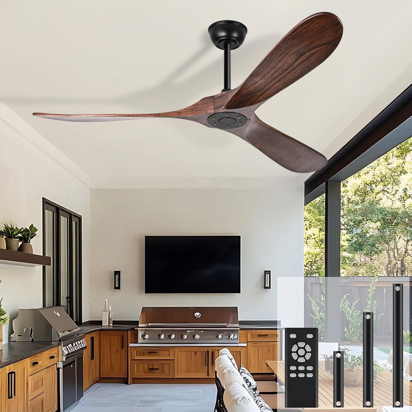 heimo 52 Inch Ceiling Fan No Light for Indoor Outdoor Use