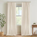 100% Blackout Curtains 63 in - Cream Linen Blackout Drapes