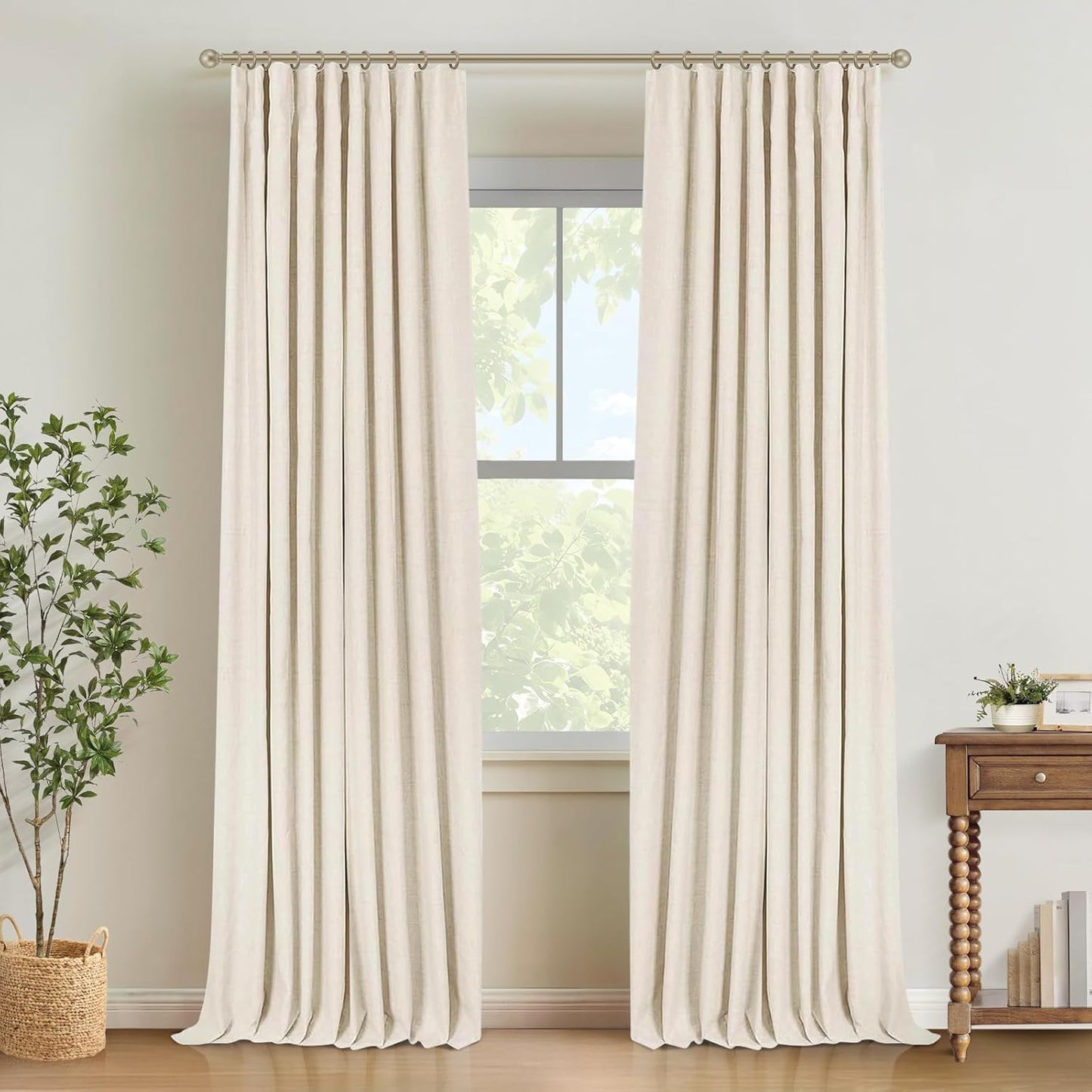 100% Blackout Curtains for Bedroom & Living Room - Cream
