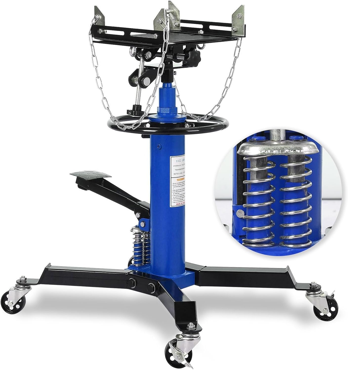 Dual Plunger Hydraulic Transmission Jack with 1322lbs Capacity