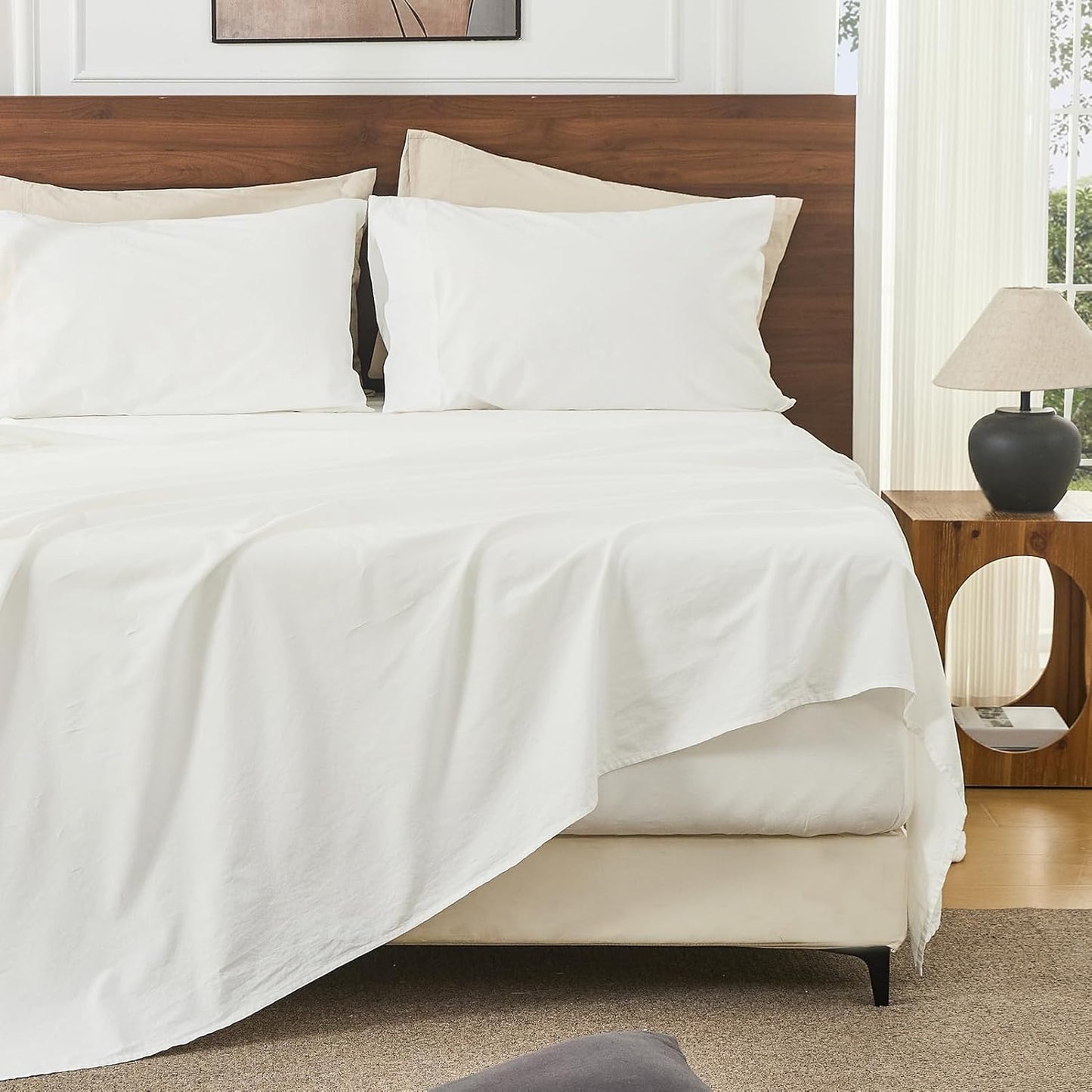 Bedlifes 100% French Linen King Size Sheets for Deep Mattresses