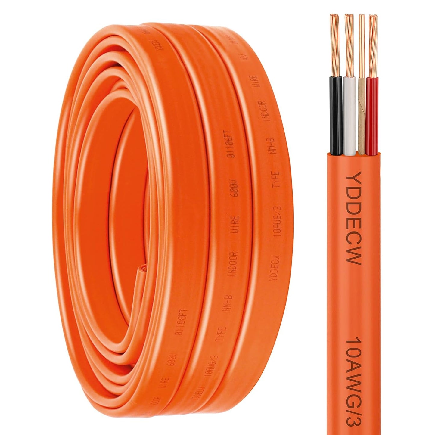 10/3 NM-B Wire with Ground - 10FT 10 Gauge Copper Cable