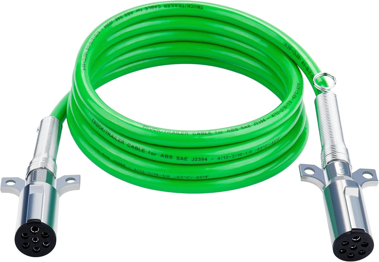 7 Way ABS Cord for Semi Truck Tractors - Heavy Duty 12FT Cable