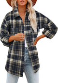 Beaully Women's Flannel Plaid Shacket Long Sleeve Button Down