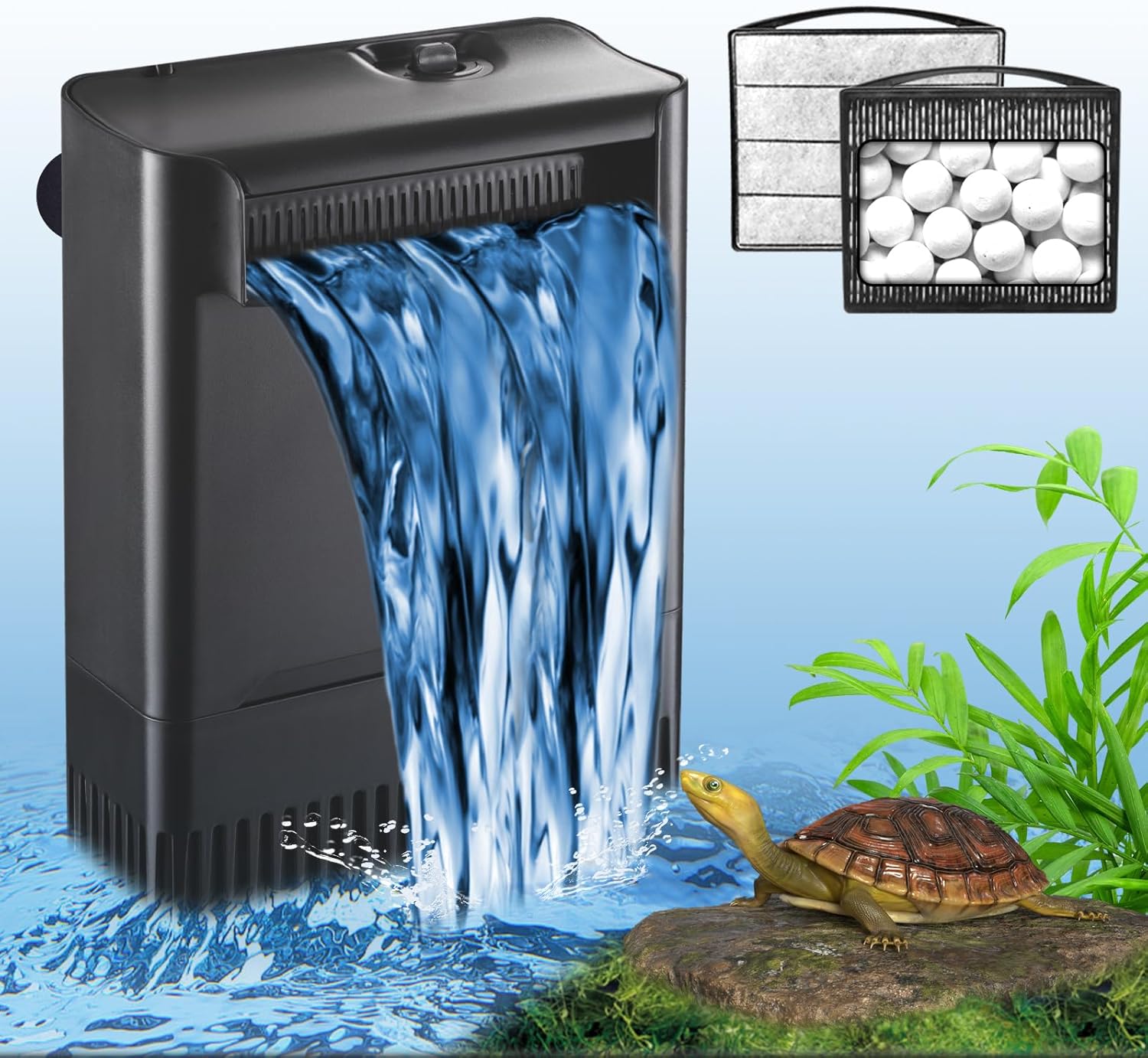Turtle Tank Filter Adjustable Power for 20-75 Gal Aquariums
