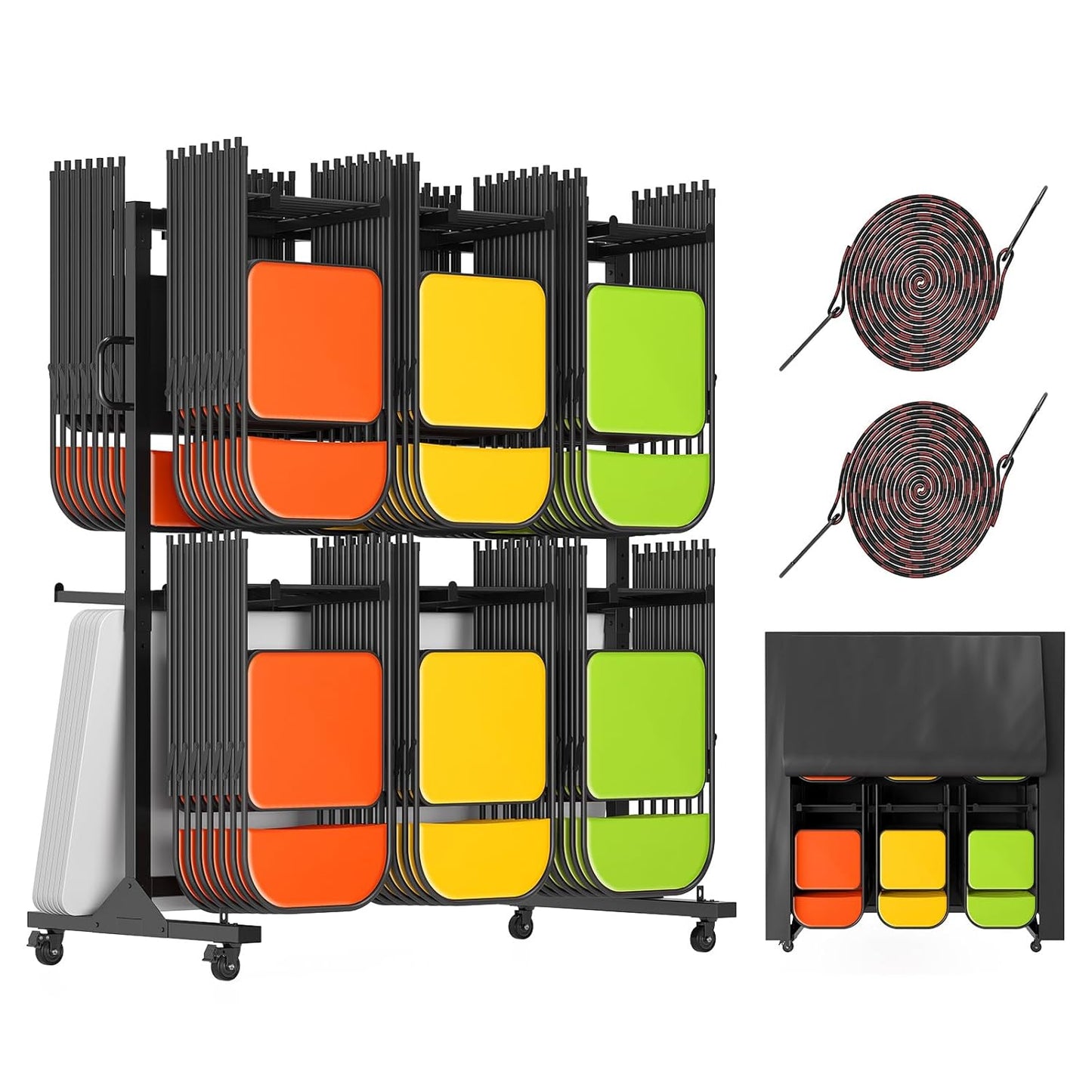 Heavy-Duty Folding Chair Cart with Wheels for 84 Chairs Storage