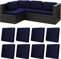 Stretch Patio Cushion Covers 8Pcs Navy Blue - Flexible Fit Replace