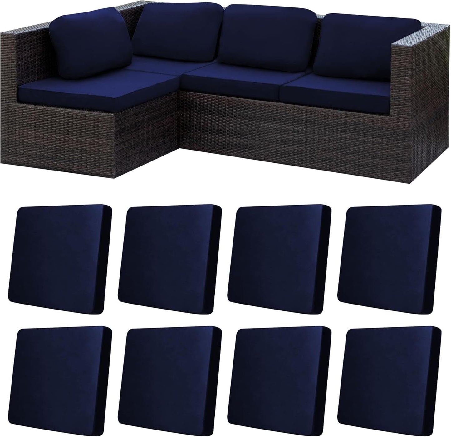 8Pcs Stretch Patio Cushion Covers for Outdoor Furniture Protection
