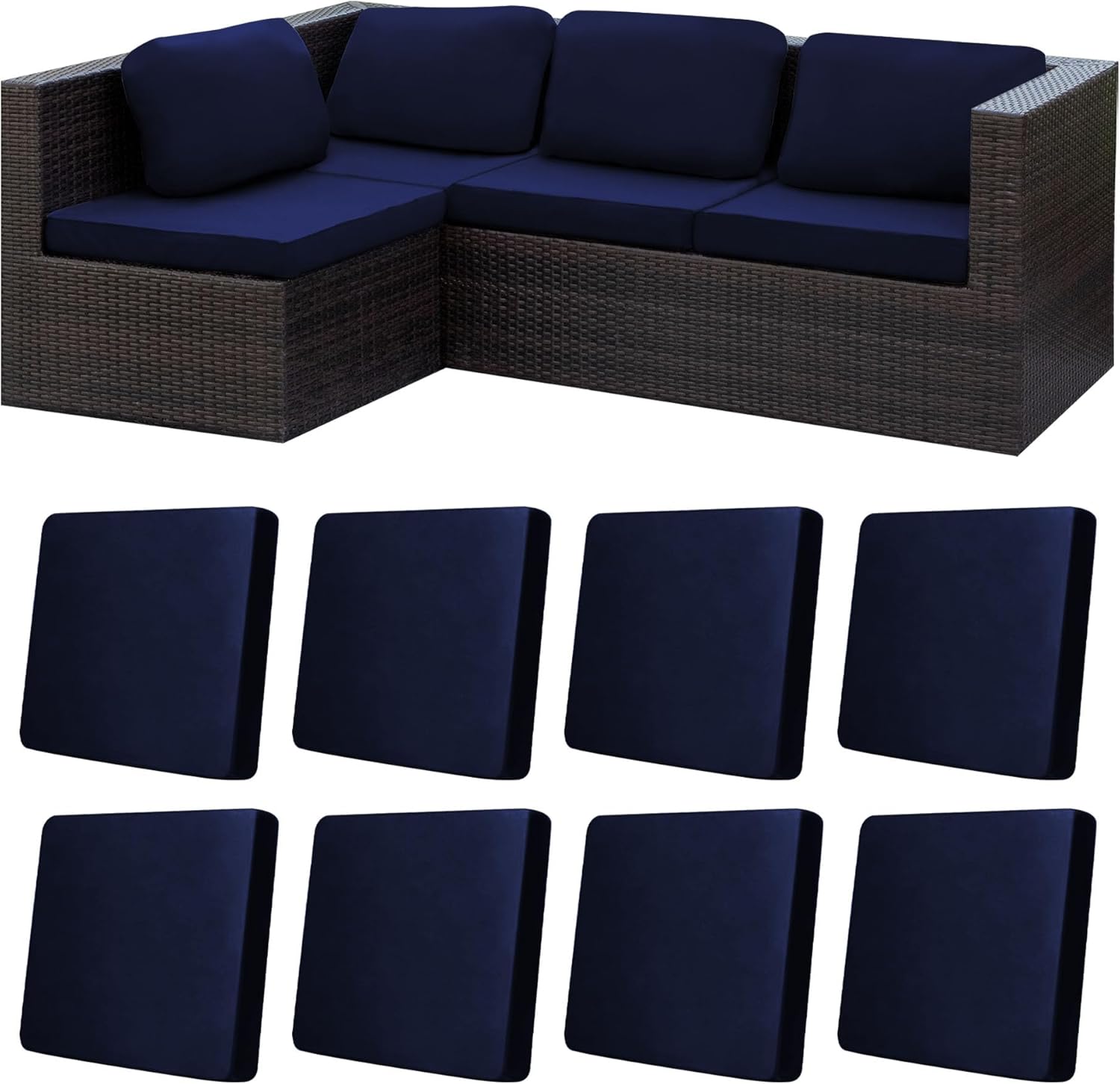8Pcs Stretch Patio Cushion Covers for Outdoor Furniture Protection