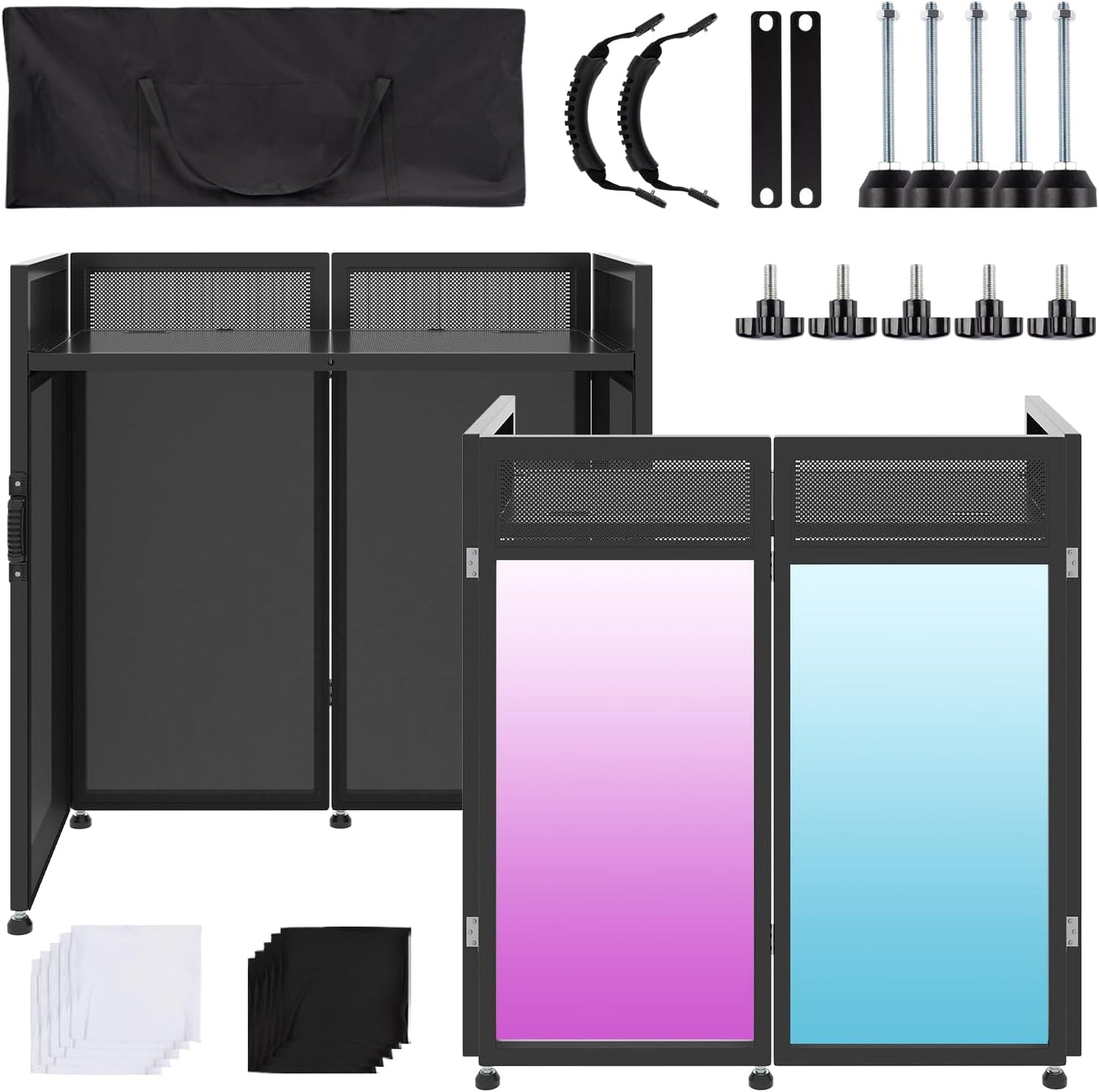 Portable DJ Facade Booth Table for Parties and Gatherings