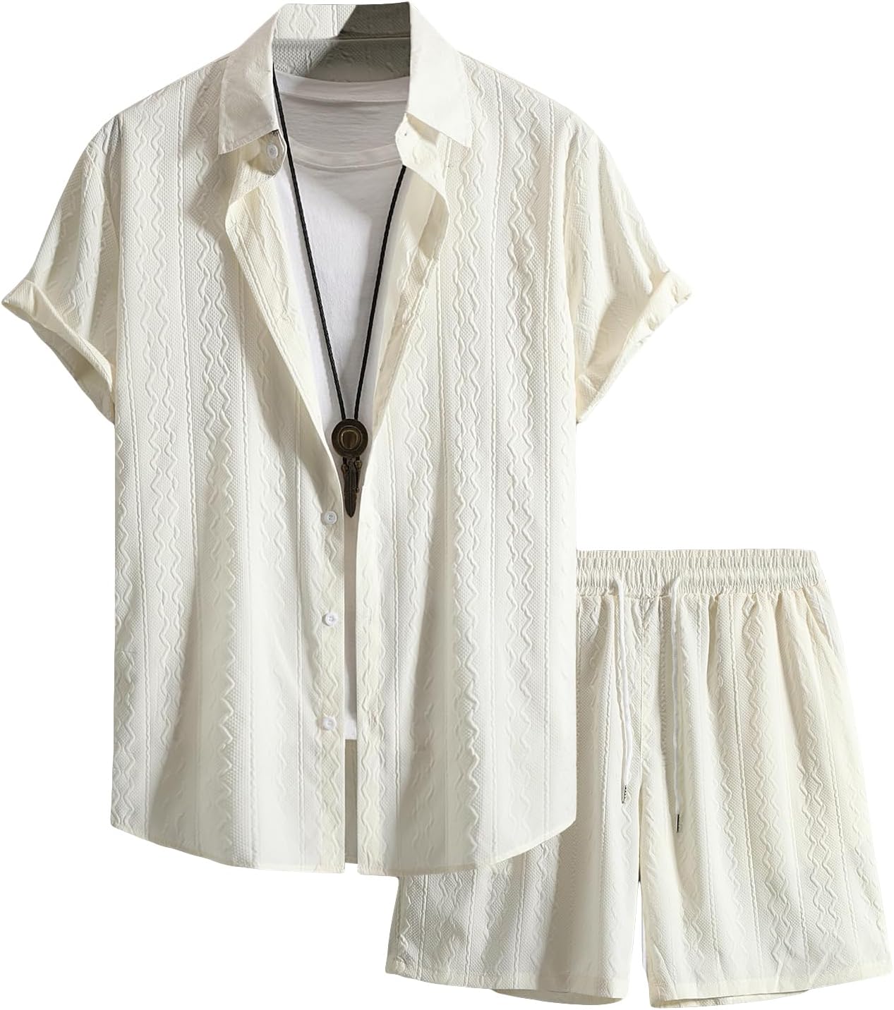 COZYEASE Men's Hawaiian Outfits Short Sleeve Set for Beach Fun