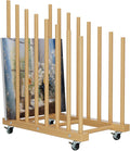 Art Storage Rack with Caster Wheels - Sturdy Wood Canvas Stand