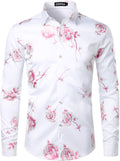 ZEROYAA Men's 3D Golden Rose Floral Print Shirt for Stylish Looks