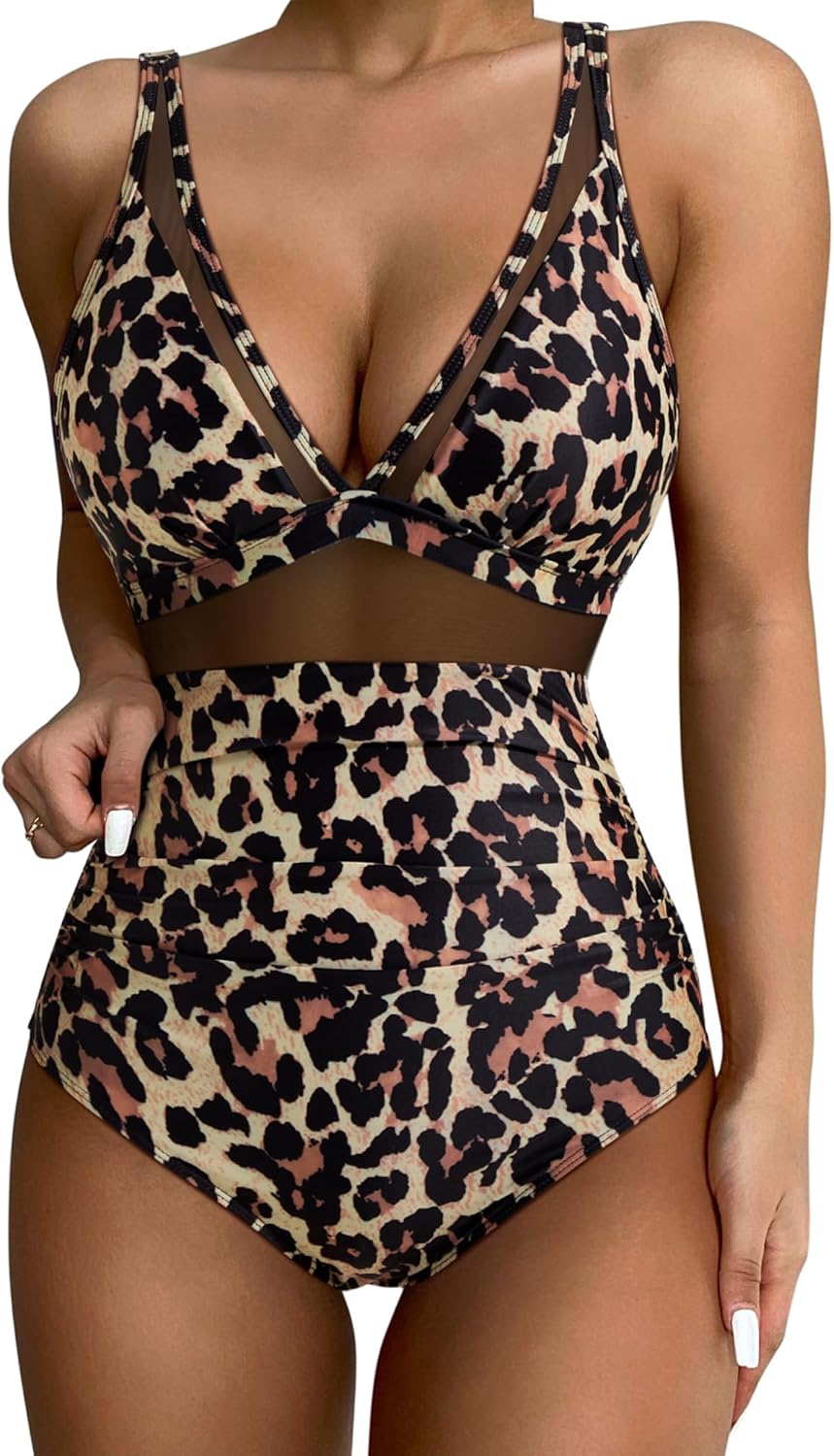 SUUKSESS Women Sexy Mesh Tummy Control Swimsuit for Summer Fun