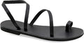 Emmanuela Greek Leather Toe Ring Sandals - Handmade Comfortable Flats
