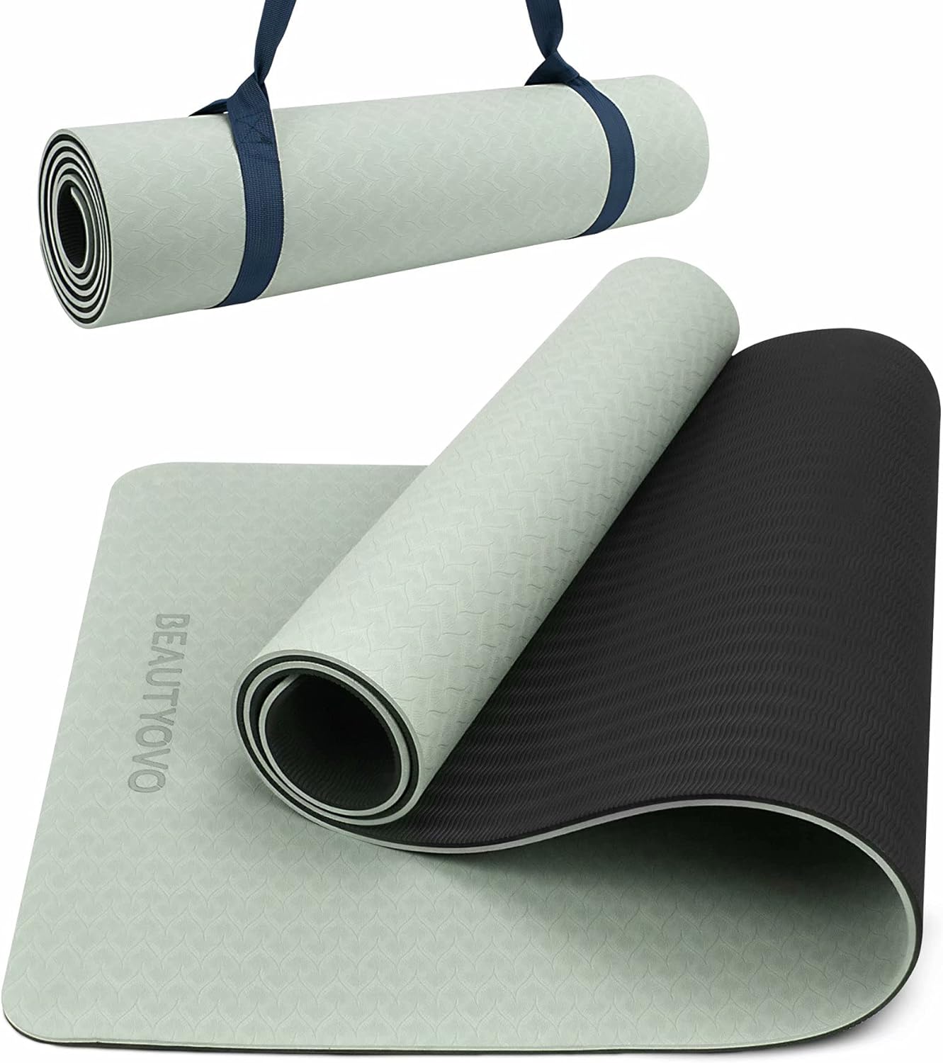 BEAUTYOVO Yoga Mat with Strap - Extra Thick Non Slip Design