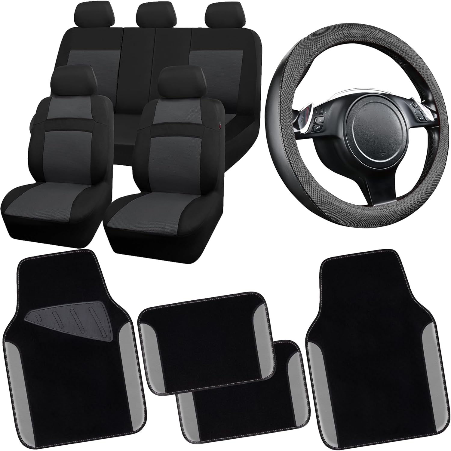 3D Air Mesh Car Seat Covers & Waterproof Floor Mats Set