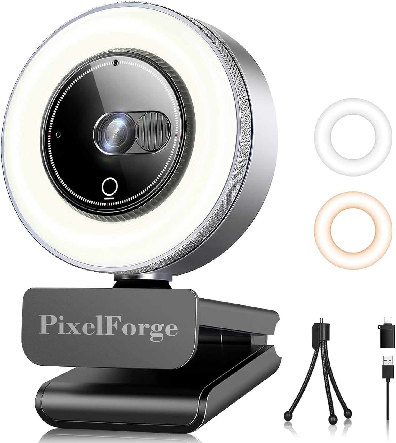 2K Webcam for PC with Microphone & Light for Video Calls